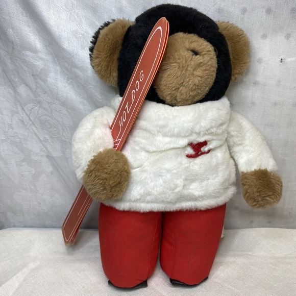 Vintage Eden Skiing‎ Bear Plush Hot Dog Read - Picture 1 of 10